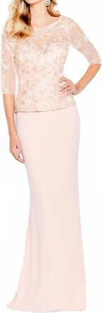 Cameron Blake Lace Bodice Dress In Blush/gold
