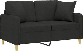 vidaXL Sofá de 2 plazas con cojines tela negro 120 cm Vidaxl