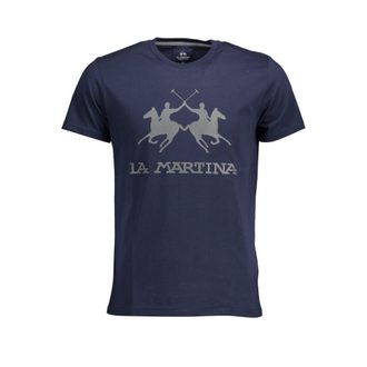 La Martina La Martina Chic Crew Neck Katoenen T-shirt in Blauw