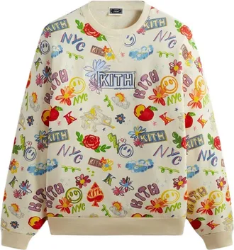 Kith SS24 Sketchbook Nelson Crewneck Sandrift KHM031981-104