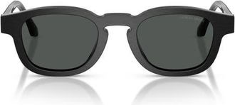 Armani 48mm Rectangle Sunglasses in Brushed Black /Dark Grey at Nordstrom
