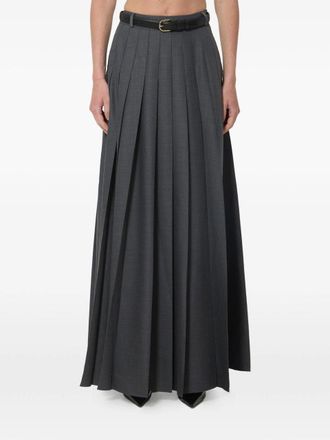 Self Portrait Grey Pleated Maxi Skirt
