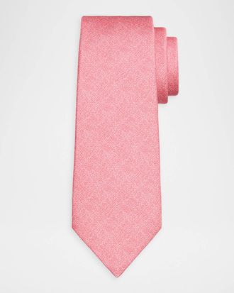 Kiton Men & apos;s Crosshatch-Printed Silk Tie