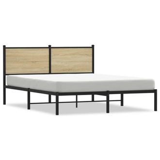 Berkfield Home Metal Bed Frame without Mattress Sonoma Oak 140x200 cm in Brown