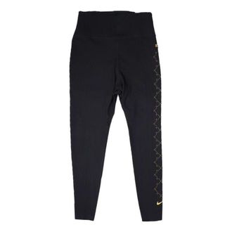 Nike (WMNS) Nike Side Pattern Yoga Slim Fit Sports Gym Pants/Trousers/Joggers Black DM7259-010