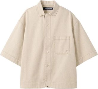 Jacquemus Shirts Beige - Heren - Korte mouwen Overhemden - Beige - S - Overhemden