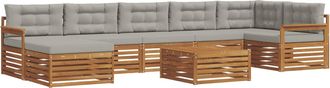 vidaXL Conjunto De Sof&aacute;s De Exterior 8 Uds. Gris Natural Y Claro Vidaxl