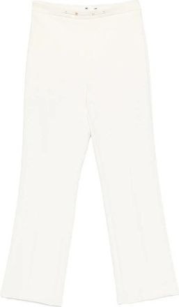 Elisabetta Franchi Cropped Logo-Plaque Broek - Dames - Vrijetijds broeken - Wit - S - Broeken