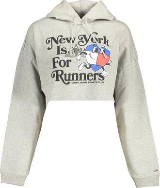 Tommy Hilfiger Grijze Hoodie Lange Mouw Geborduurde Print - Dames - Hoodies - Grijs - S - Hoodies & sweatvesten