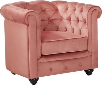 Vente-Unique Sill&oacute;n de terciopelo CHESTERFIELD - Rosa polvo
