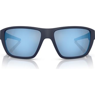 Ferrari 61mm Polarized Rectangular Sunglasses in Matte Blue at Nordstrom