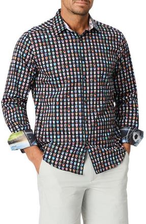 Robert Graham For the Win Stretch Cotton Button-Up Shirt in Black at Nordstrom, Size Xxx-Large