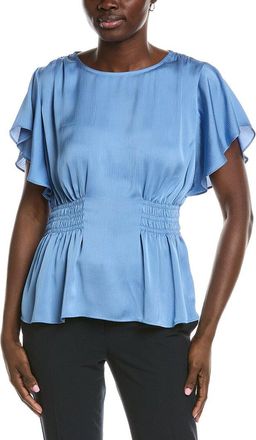 Anne Klein Smocked Waist Flutter Sleeve Blouse