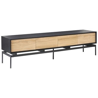 Beliani Mueble Tv Moderno Tipo Loft Sal&oacute;n Dormitorio 4 Puertas Mdf Patas De Metal Marr&oacute;n Claro/negro Lancelin