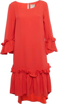 Ingie Paris Abito corto in cr&ecirc;pe con arricciatura - Rosso