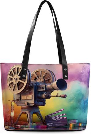 Generic Movie Projector Film Chalkboard Tote Bags for Women Cute Shoulder Purses Handbags