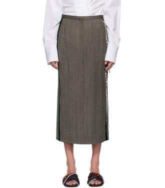 Dries Van Noten Sandora Embroidered Skirt In Grey Melange