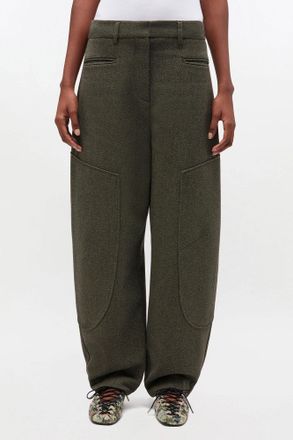Ganni Green Mouline Curved Trousers
