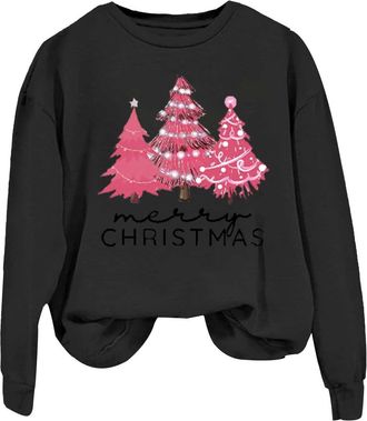 Generic Prime Deals of The Day Black of Friday Winter Essentials for Women Ladies Autumn Winter Warm Christmas Cute Printed Sweatshirt Long Sleeve Pullover Ho