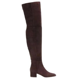 Generic Women Over Knee Suede Boots Round Toe Mid Heel Warm Lined Winter Elegant Long Boot