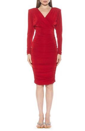 Alexia Admor Starlette Ruched Long Sleeve Dress in Red at Nordstrom Rack, Size X-Small