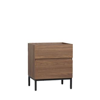 Klast Mesita de noche 2 cajones efecto madera nogal 47 cm x 56 cm