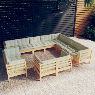 vidaXL Muebles De Jard&iacute;n 12 Piezas Y Cojines Madera Maciza De Pino Vidaxl