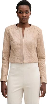 Joseph Ribkoff Cropped Geknoopte Casual Jas - Dames - Zomerjassen - Beige - S - Leer - Jassen