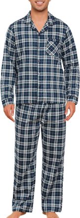 Mia Lucce MIA LUCEE Mens Pyjamas Set Flannel Cotton Pyjamas for Men Plaid Top and Drawstring Bottoms 2 Piece Winter Cotton Mens Nightwea M-XXL