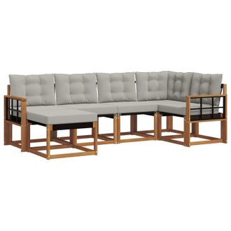vidaXL Conjunto De Sof&aacute;s De Exterior 6 Pcs Gris Natural Y Claro Vidaxl