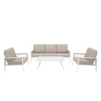MonsterShop Aluminium 4 Piece Sofa Set - White
