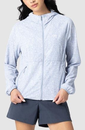 Outdoor Research Astroman Sun Full Zip Hoodie in Titanium Tamarack Print at Nordstrom, Size Xx-Large