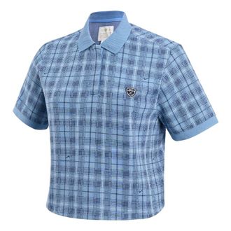 Nike (WMNS) Nike Fairway Fresh Dri-Fit Check Golf Collared Shirt Work Blue White IO0351-486