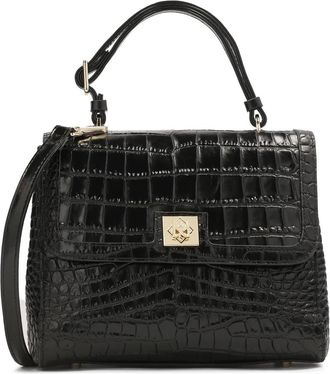 Kazar Zwarte reli&euml;flederen koffer - Dames - Handtassen - Zwart - ONE Size - Leer - Tassen