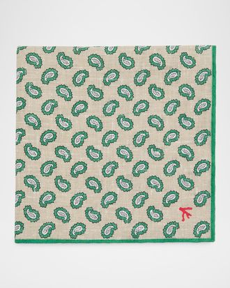 Isaia Men & apos;s Paisley Silk Pocket Square