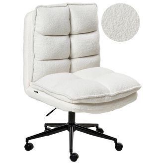 Beliani Beliani - Silla Ejecutiva De Oficina Asiento Inclinable Acolchado Grueso Boucl&eacute; Blanco Addison