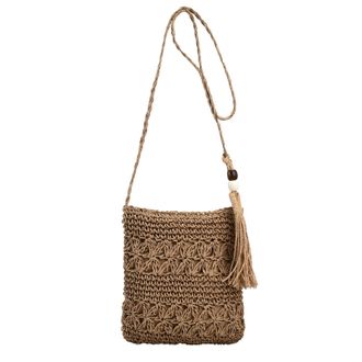 Generic Womens Bag Bag Clutch Beige Clutch Handwoven Raffia Bag Summer Beach Bag With Tassel Woman Weave Shoulder Bag For Work Travel Wedding Outdoor Novelty 