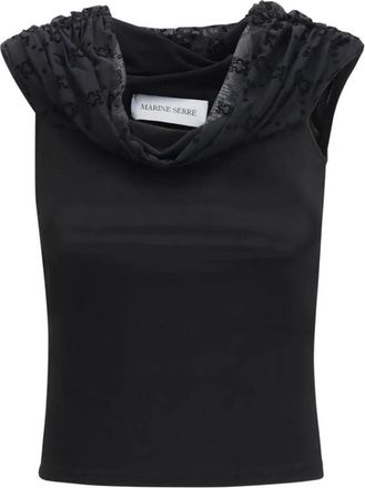 Marine Serre Off Shoulder Draped Top - Dames - Tops - Zwart - Maat: M Viscose
