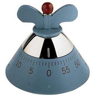 Alessi Kitchen Timer A09 - Timer da Cucina di Design con Movimento Meccanico in Resina Termoplastica, Azzurro