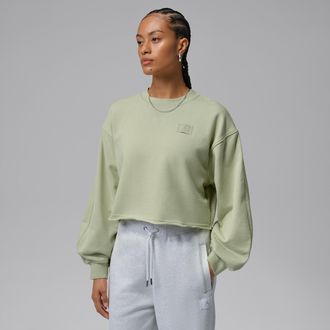 Nike Jordan Womens Jordan Flight Fleece Mod-Crop Crew-Neck Sweatshirt in Green | IF1006-371