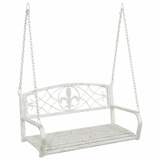 vidaXL Banco Columpio Acero 110,5 X 59 X 55 Cm Blanco Antiguo Vidaxl