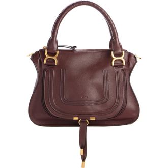 Chlo&eacute; Small Marcie Leather Satchel in Crafty Brown at Nordstrom
