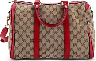 Gucci Convertible Joy Boston Bag GG Canvas with Leather Medium satchel - Bruin