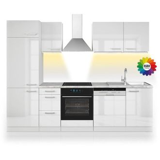 Vicco Mueble De Cocina Optima, Blanco, 270 Cm Sin Encimera Con Tira De Led