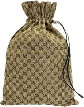 Gucci Pre-owned Bucket Bags, female, Brown, Size: ONE SIZE Pre-owned GG Canvas Leather 2way Handbag
