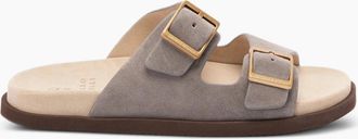 Brunello Cucinelli Mens Suede Double Strap Sandals Grey - Size: 11