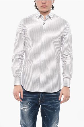 Corneliani Striped Cotton Poplin Shirt with French Collar size 38