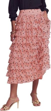 Boden Ruffle Tulle Skirt in Pink Painted Dot at Nordstrom, Size 10