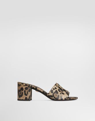 Dolce & Gabbana Leo-print Calfskin Mules - Woman Slides And Mules Animal Print 36.5