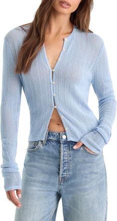 Good American The Open Stitch Knit Cardigan in Morning Sky at Nordstrom, Size X-Large
